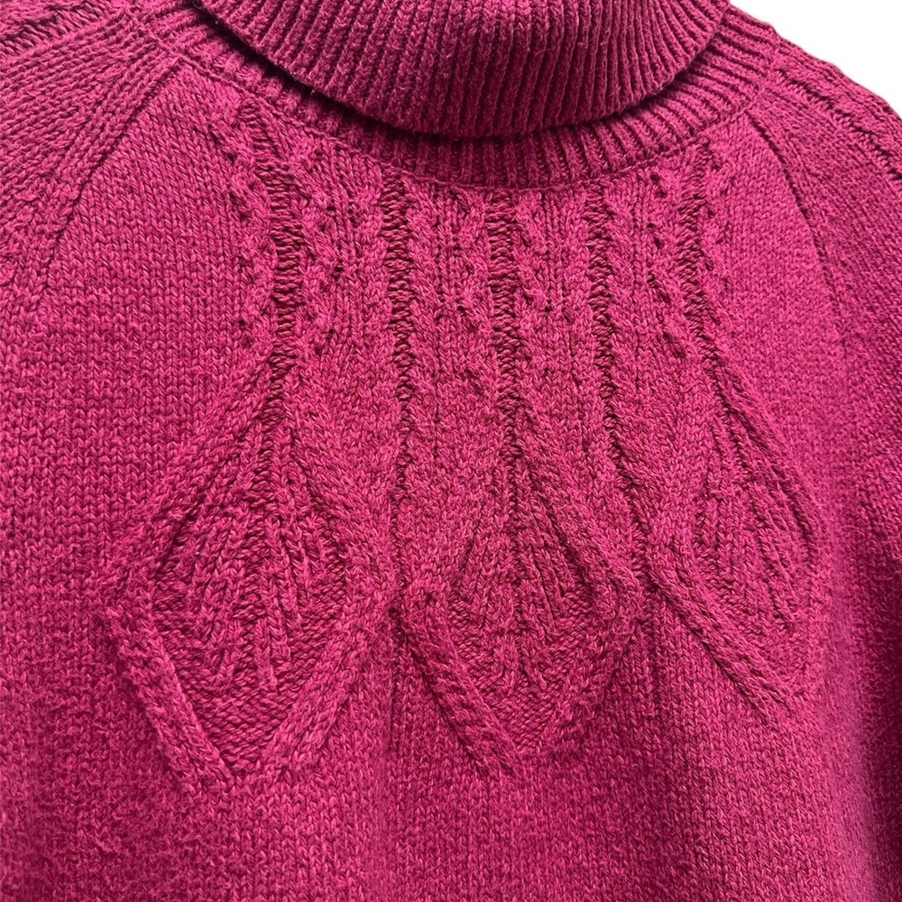 SUNDANCE Mountainview Cable-Knit Turtleneck Sweater Womens Sz L Pink Pullover - Picture 4 of 7